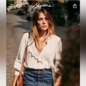 Sezane Chlo Shirt Size 40 Ecru